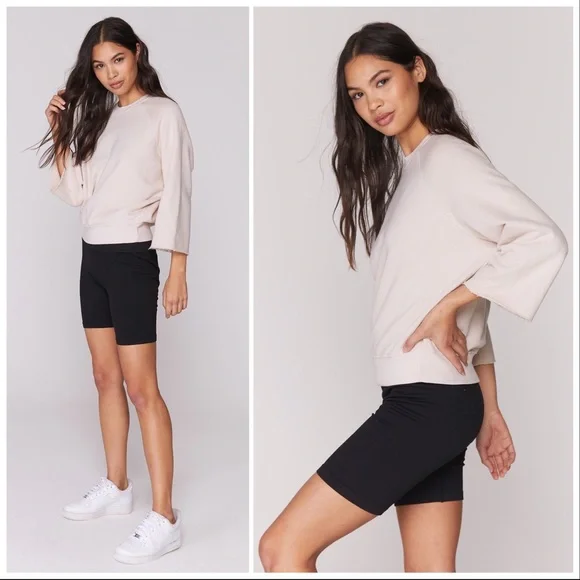 Spiritual Gangster Maya Cut Off Sweatshirt in Beige Size M - Picture 2 of 6